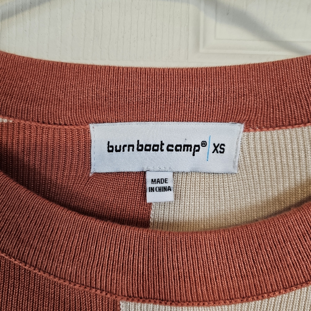 Burn Boot Camp Oversized Striped Crewneck Sweater Colorblock Drop Sleeve - Picture 7 of 8